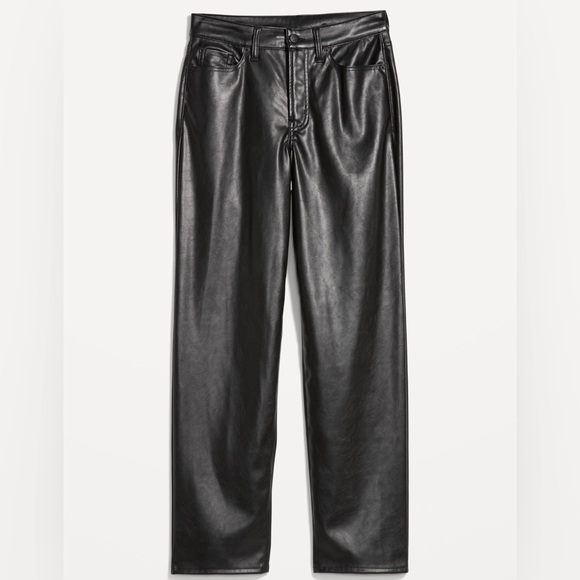 High-Waisted Loose Faux-Leather Pants - Picture 3 of 3